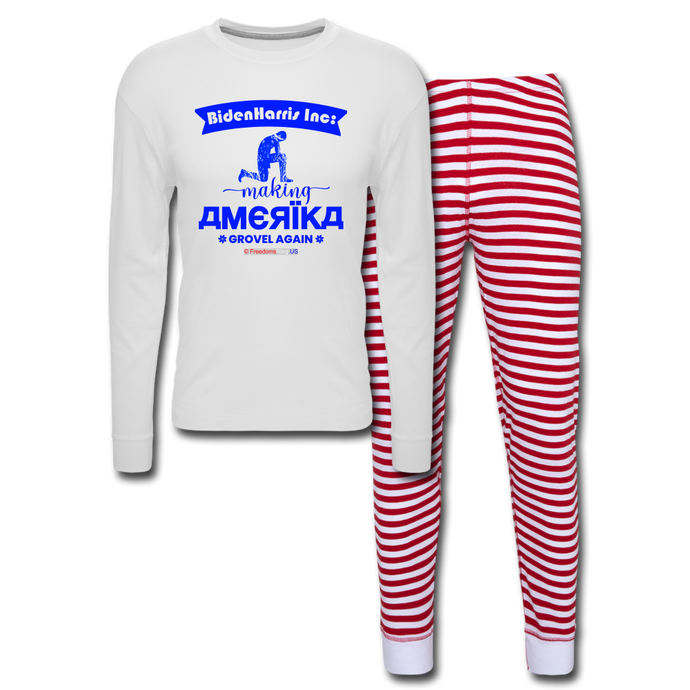 MAKING AMERIKA GROVEL AGAIN - Unisex Pajama Set - white/red stripe