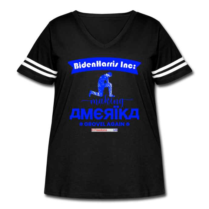 MAKING AMERIKA GROVEL AGAIN - Women's Curvy Vintage Sport T-Shirt - black/white