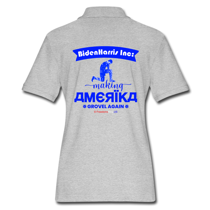 MAKING AMERIKA GROVEL AGAIN - Women's Pique Polo Shirt - heather gray