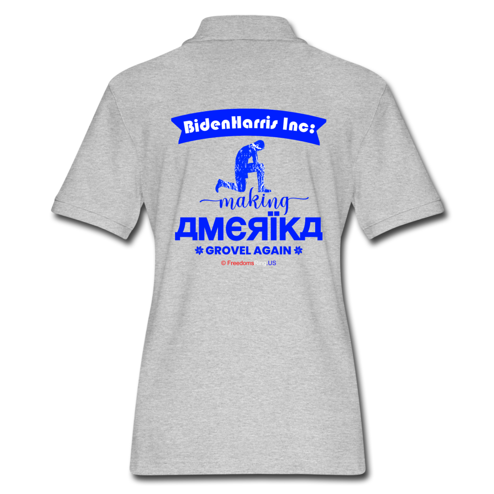 MAKING AMERIKA GROVEL AGAIN - Women's Pique Polo Shirt - heather gray