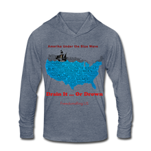 Load image into Gallery viewer, AMERIKA UNDER THE BLUE WAVE - Unisex Tri-Blend Hoodie Shirt - heather blue
