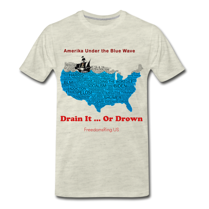 AMERIKA UNDER THE BLUE WAVE - Men's Premium T-Shirt - heather oatmeal