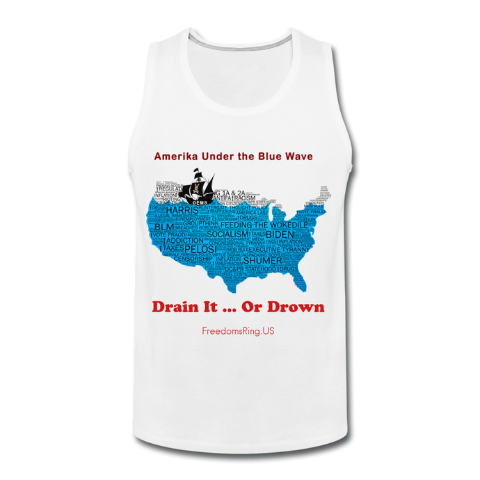 AMERIKA UNDER THE BLUE WAVE - Men’s Premium Tank - white