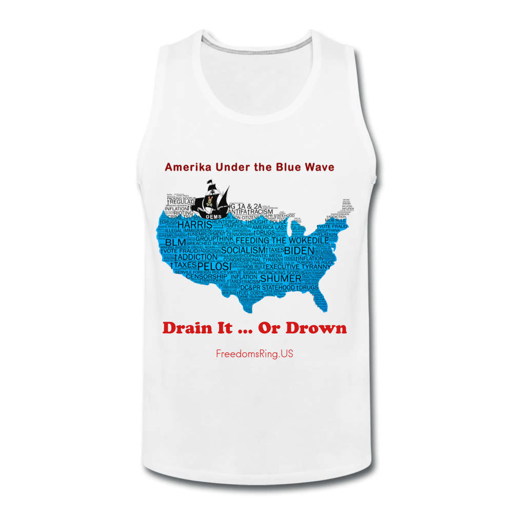 AMERIKA UNDER THE BLUE WAVE - Men’s Premium Tank - white