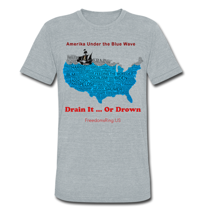 AMERIKA UNDER THE BLUE WAVE - Unisex Tri-Blend T-Shirt - heather gray