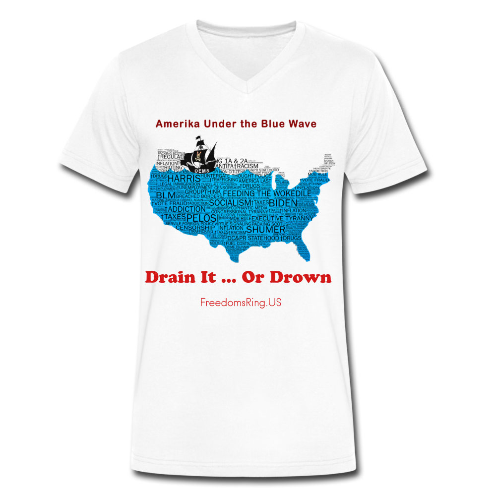 AMERIKA UNDER THE BLUE WAVE - Men's V-Neck T-Shirt - white