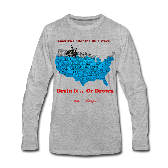 AMERIKA UNDER THE BLUE WAVE - Men's Premium Long Sleeve T-Shirt - heather gray