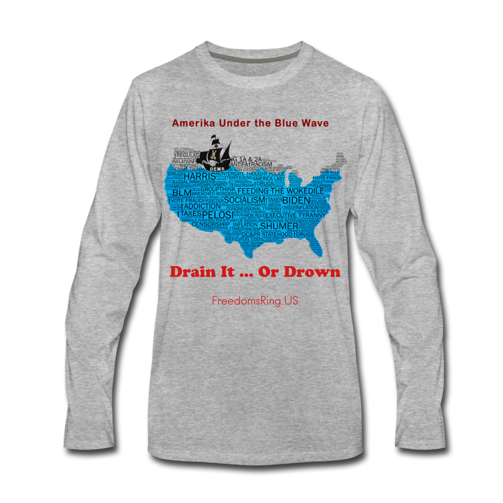 AMERIKA UNDER THE BLUE WAVE - Men's Premium Long Sleeve T-Shirt - heather gray