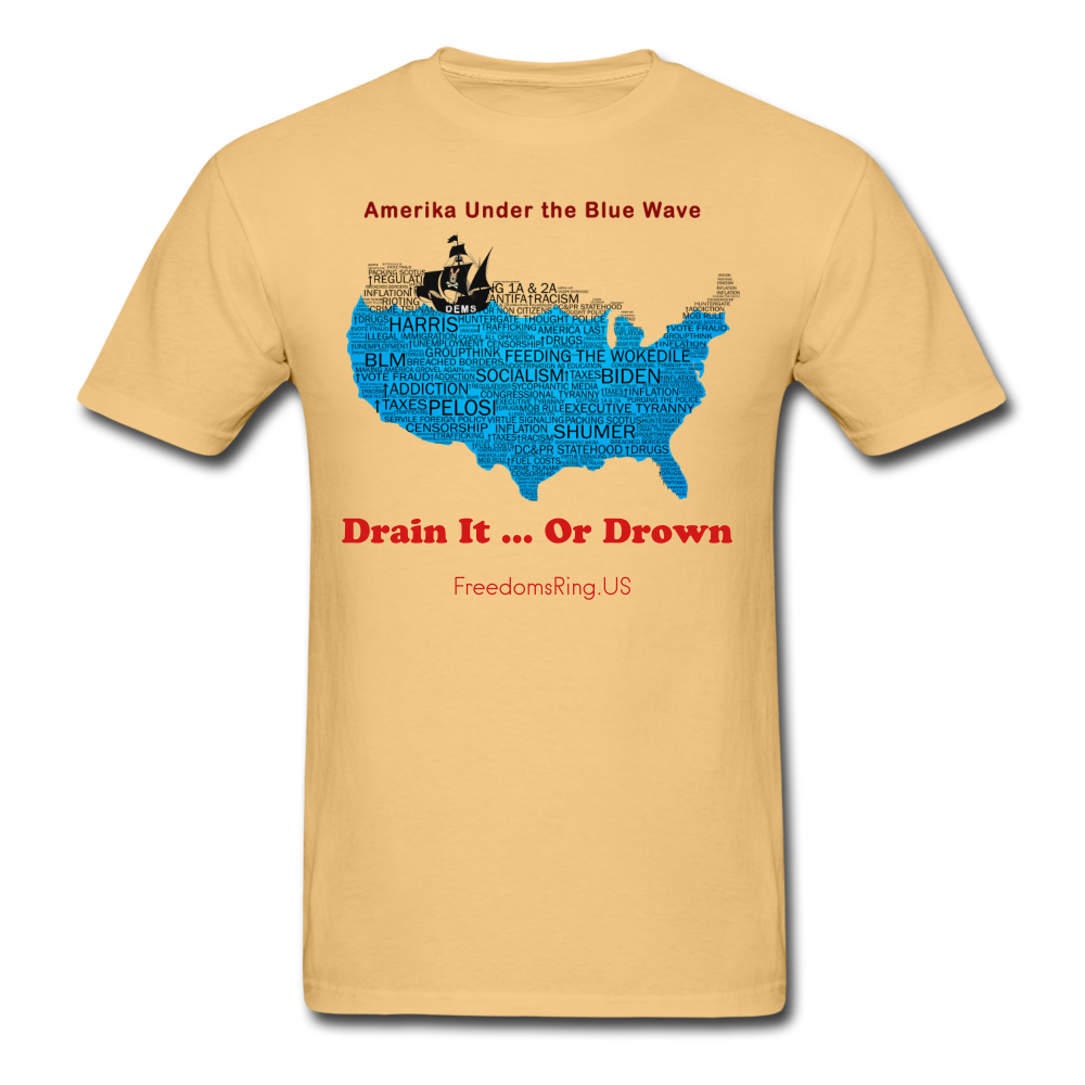 AMERIKA UNDER THE BLUE WAVE - Unisex ComfortWash Garment Dyed T-Shirt - light yellow