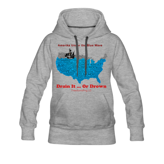 AMERIKA UNDER THE BLUE WAVE - Women’s Premium Hoodie - heather gray