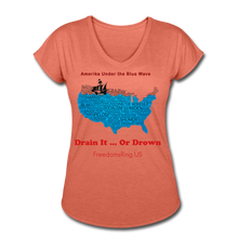 Load image into Gallery viewer, AMERIKA UNDER THE BLUE WAVE - Women&#39;s Tri-Blend V-Neck T-Shirt - heather bronze
