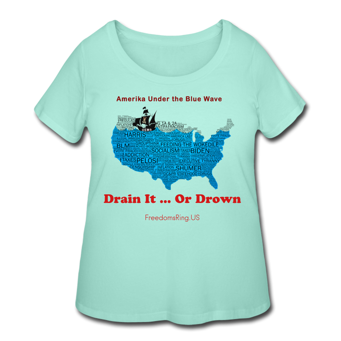 AMERIKA UNDER THE BLUE WAVE - Women’s Curvy T-Shirt - mint