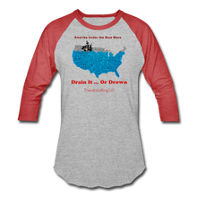 Load image into Gallery viewer, AMERIKA UNDER THE BLUE WAVE - Baseball T-Shirt - heather gray/red
