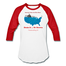 Load image into Gallery viewer, AMERIKA UNDER THE BLUE WAVE - Baseball T-Shirt - white/red
