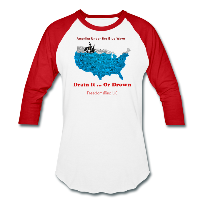 AMERIKA UNDER THE BLUE WAVE - Baseball T-Shirt - white/red