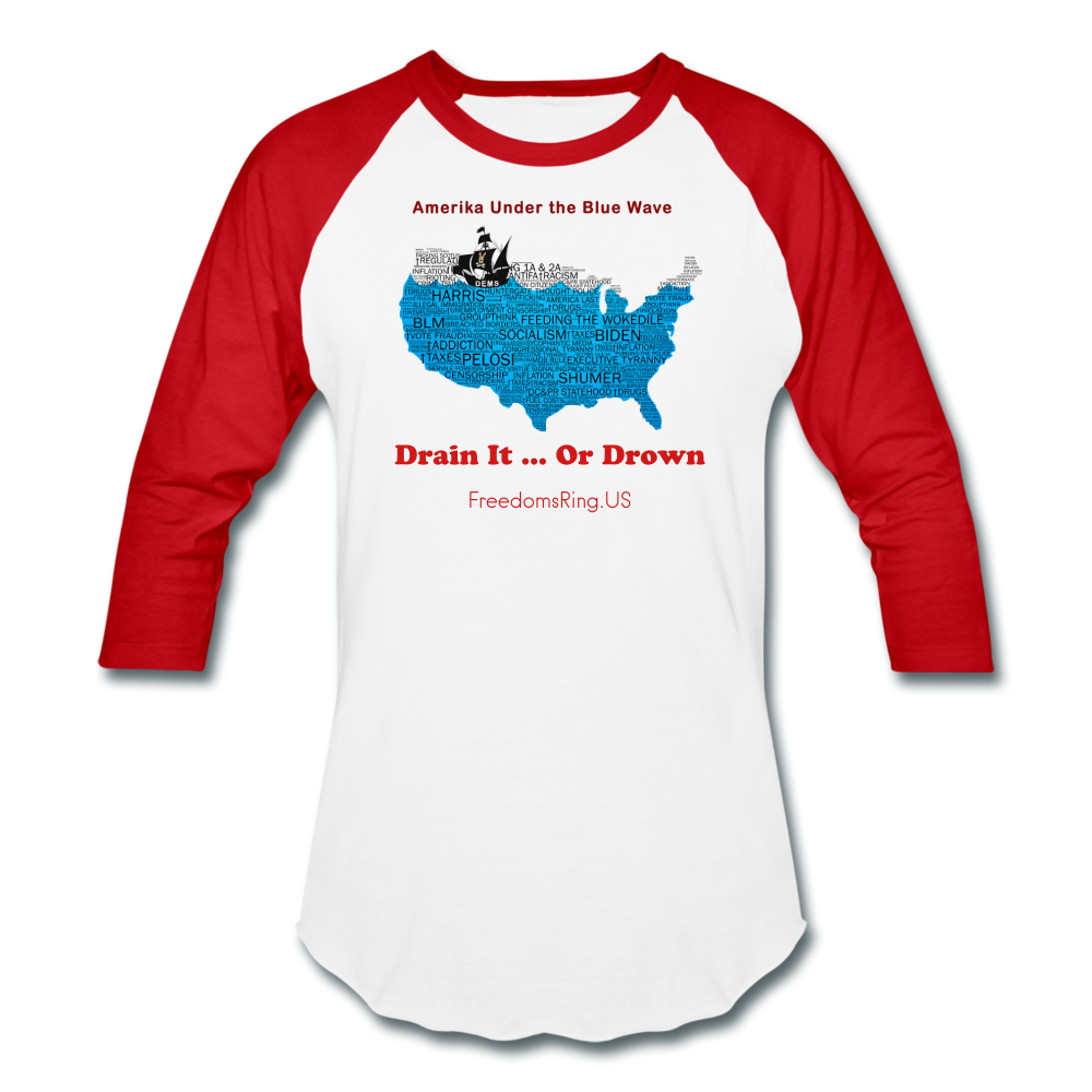 AMERIKA UNDER THE BLUE WAVE - Baseball T-Shirt - white/red