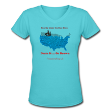 Load image into Gallery viewer, AMERIKA UNDER THE BLUE WAVE - Women&#39;s V-Neck T-Shirt - aqua
