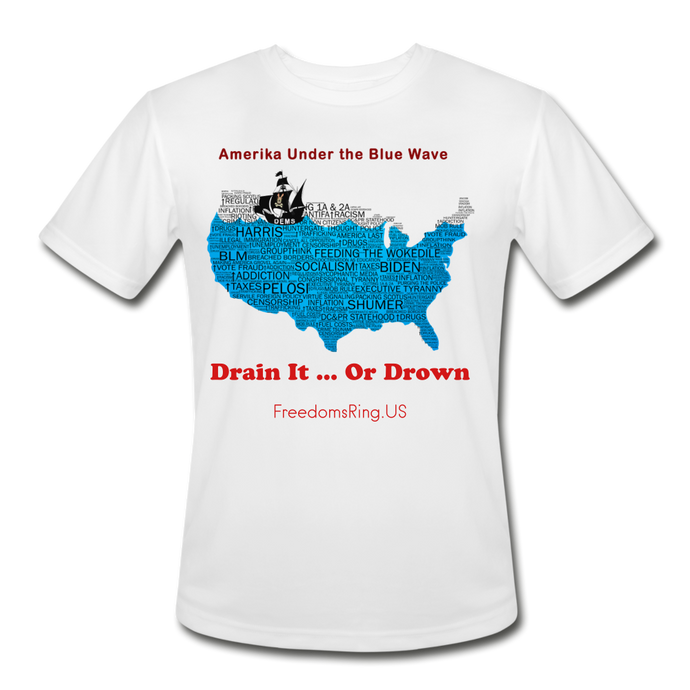 AMERIKA UNDER THE BLUE WAVE - Men’s Moisture Wicking Performance T-Shirt - white