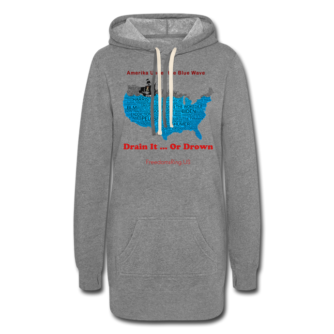 AMERIKA UNDER THE BLUE WAVE - Women's Hoodie Dress - heather gray