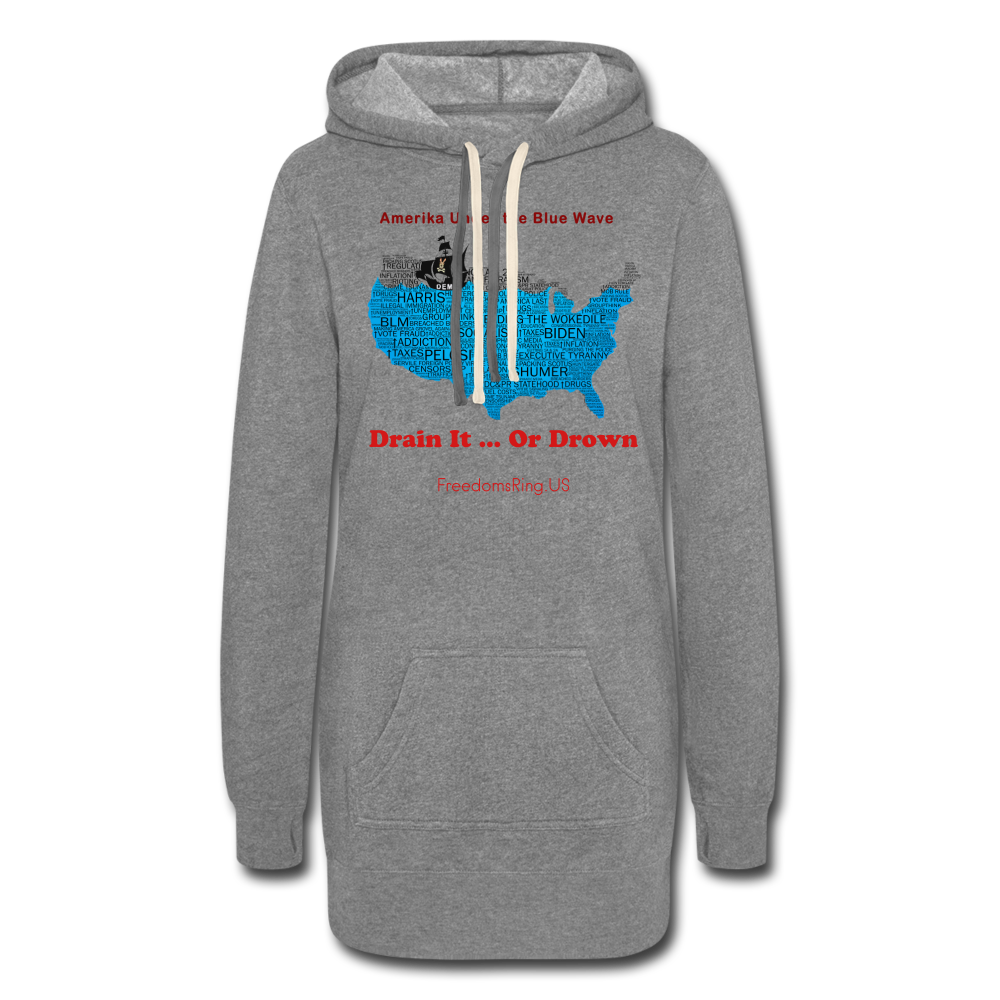 AMERIKA UNDER THE BLUE WAVE - Women's Hoodie Dress - heather gray