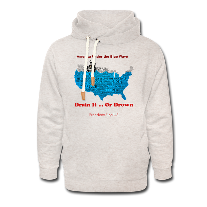 AMERIKA UNDER THE BLUE WAVE - Shawl Collar Hoodie - heather oatmeal