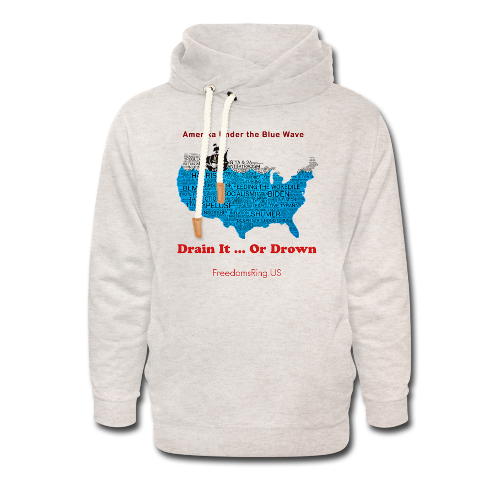 AMERIKA UNDER THE BLUE WAVE - Shawl Collar Hoodie - heather oatmeal