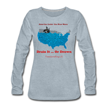 Load image into Gallery viewer, AMERIKA UNDER THE BLUE WAVE - Women&#39;s Premium Long Sleeve T-Shirt - heather ice blue
