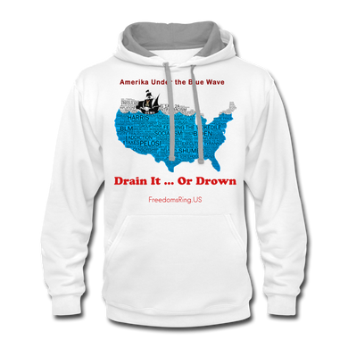 AMERIKA UNDER THE BLUE WAVE - Contrast Hoodie - white/gray