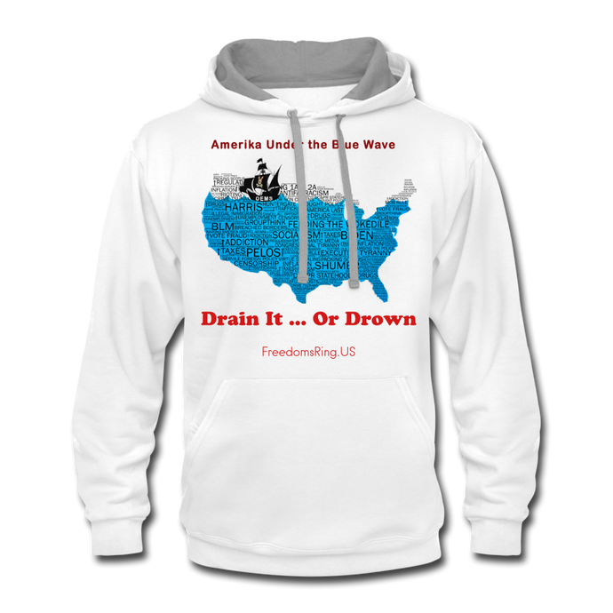 AMERIKA UNDER THE BLUE WAVE - Contrast Hoodie - white/gray