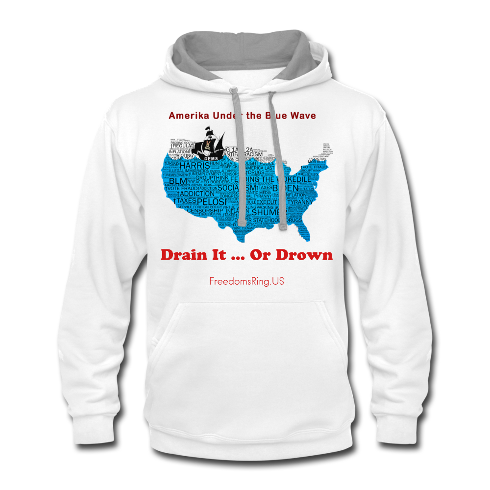 AMERIKA UNDER THE BLUE WAVE - Contrast Hoodie - white/gray