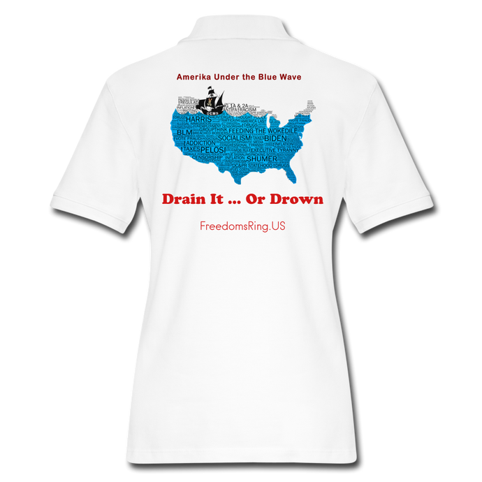 AMERIKA UNDER THE BLUE WAVE - Women's Pique Polo Shirt - white