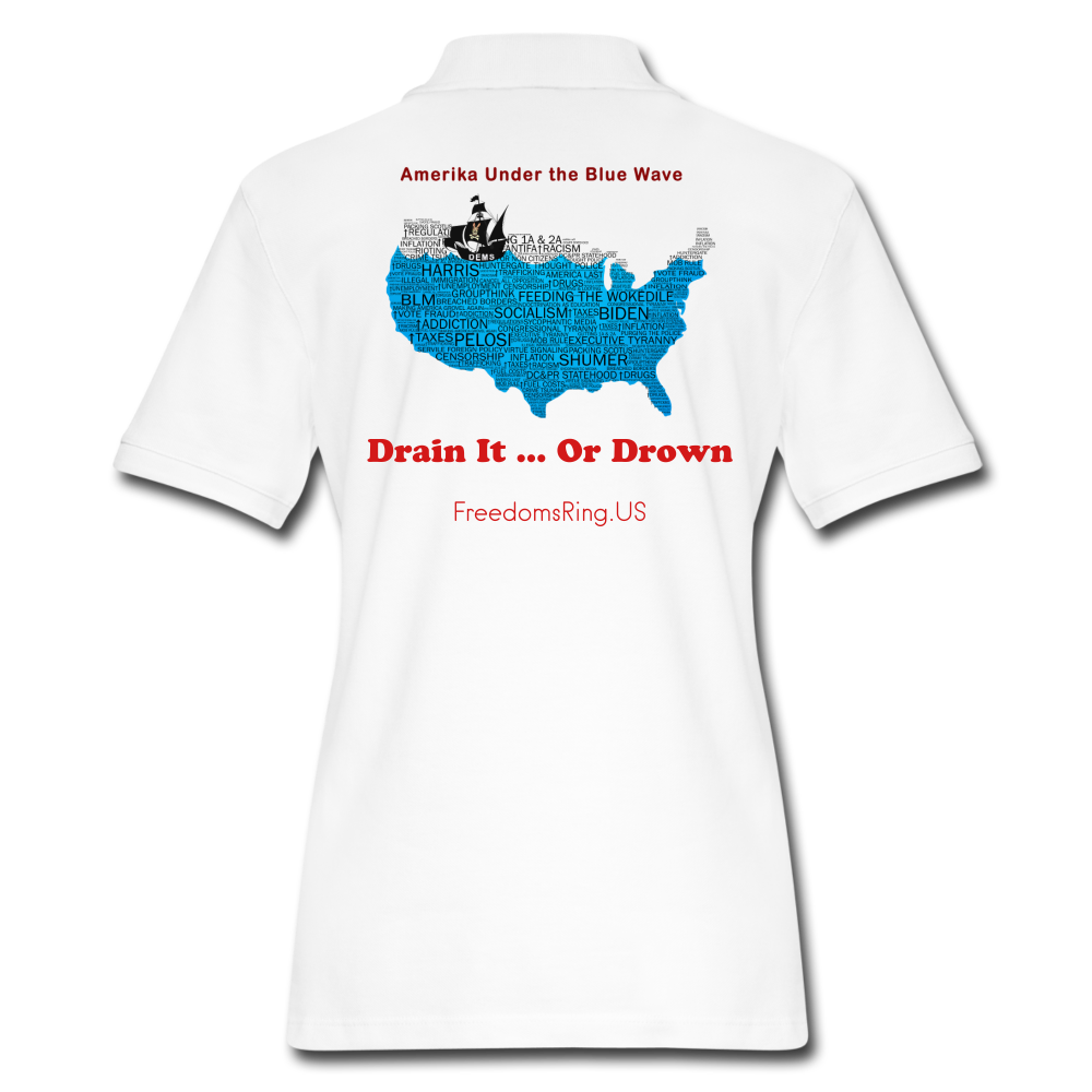 AMERIKA UNDER THE BLUE WAVE - Women's Pique Polo Shirt - white