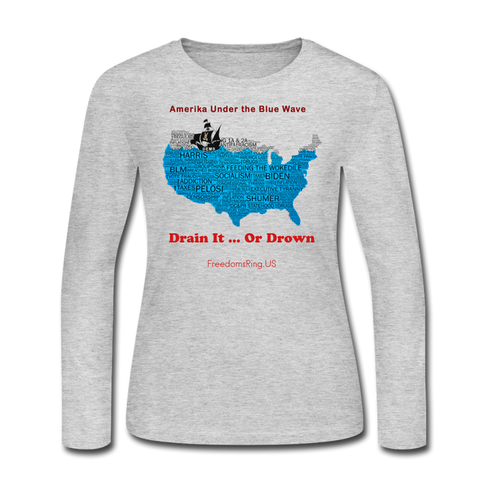 AMERIKA UNDER THE BLUE WAVE - Women's Long Sleeve Jersey T-Shirt - gray