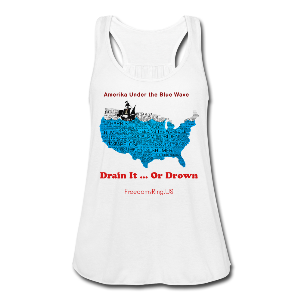 AMERIKA UNDER THE BLUE WAVE - Women's Flowy Tank Top by Bella - white