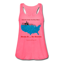 Load image into Gallery viewer, AMERIKA UNDER THE BLUE WAVE - Women&#39;s Flowy Tank Top by Bella - neon pink
