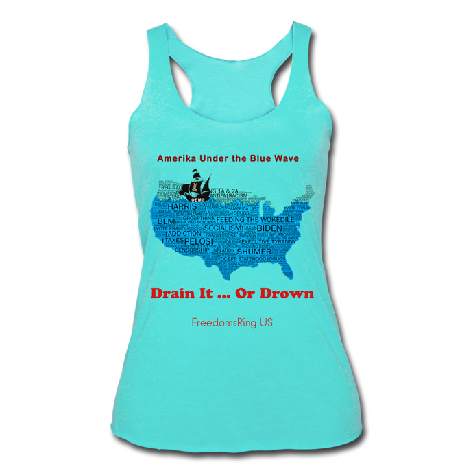 AMERIKA UNDER THE BLUE WAVE - Women’s Tri-Blend Racerback Tank - turquoise