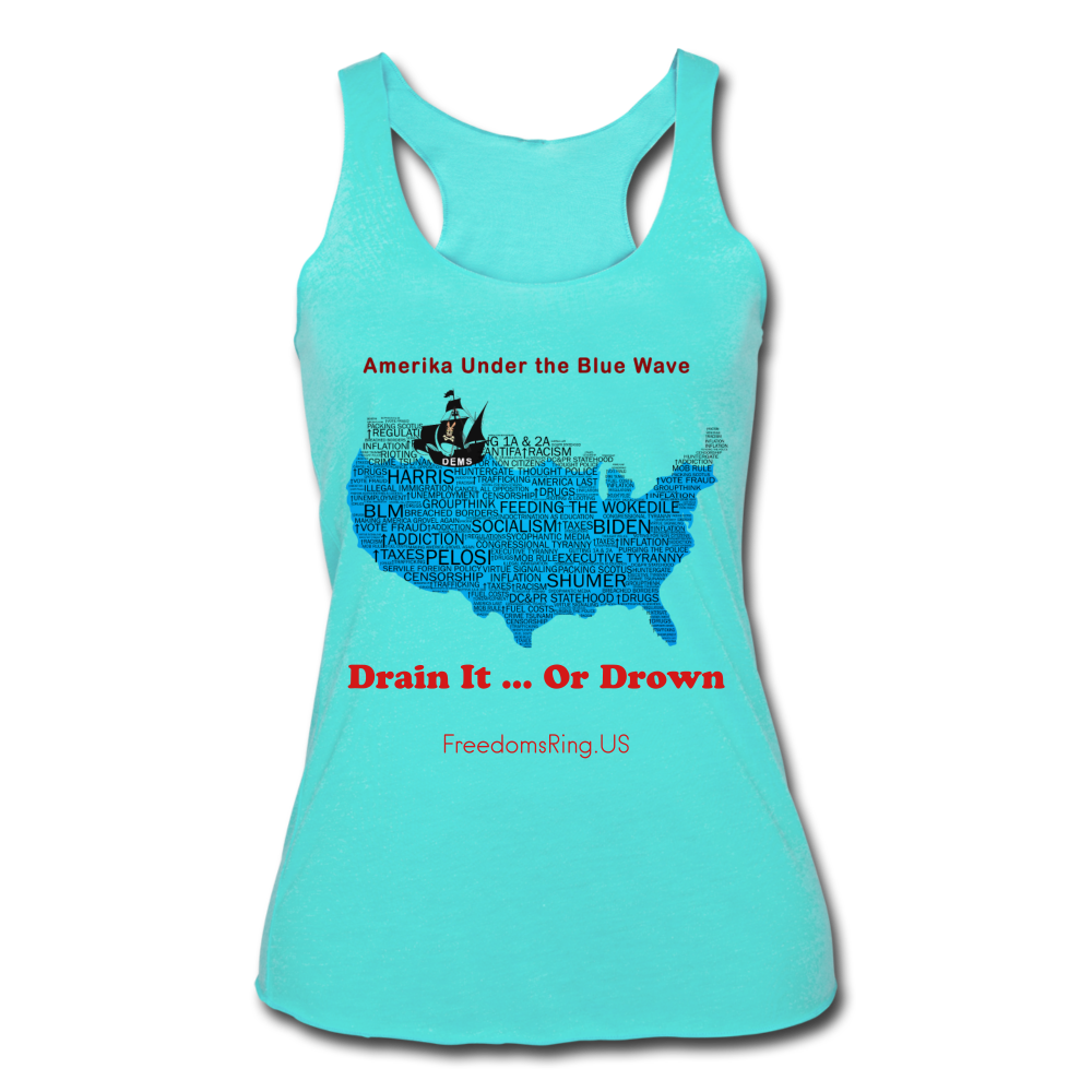 AMERIKA UNDER THE BLUE WAVE - Women’s Tri-Blend Racerback Tank - turquoise