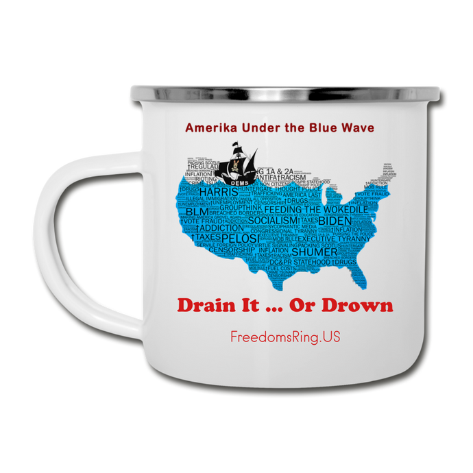 AMERIKA UNDER THE BLUE WAVE - Camper Mug - white