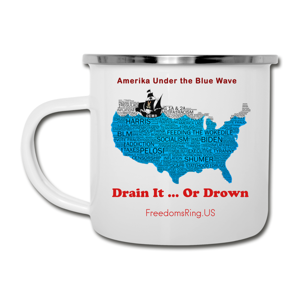 AMERIKA UNDER THE BLUE WAVE - Camper Mug - white