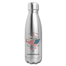 Load image into Gallery viewer, LAND OF THE FREE, BECAUSE OF THE BRAVE - Insulated Stainless Steel Water Bottle - silver
