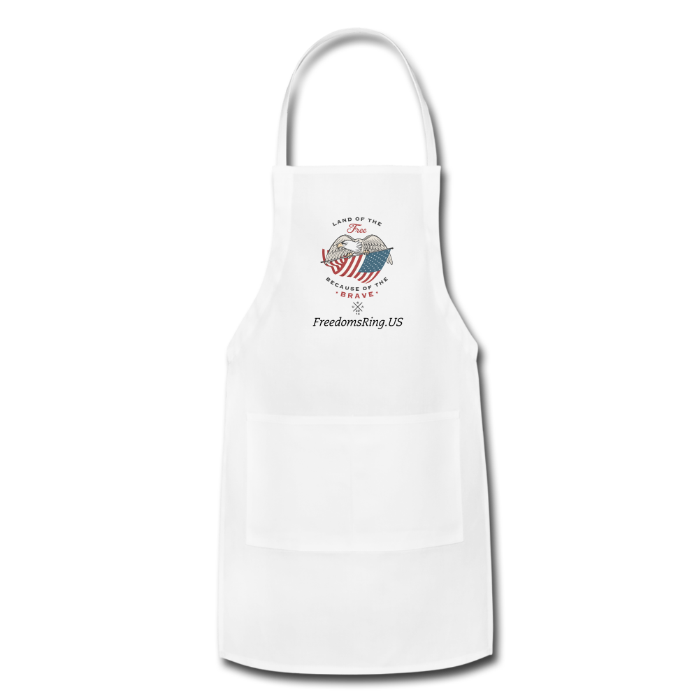 LAND OF THE FREE, BECAUSE OF THE BRAVE - Adjustable Apron - white