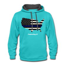 Load image into Gallery viewer, BLUE LINE USA - Contrast Hoodie - scuba blue/asphalt
