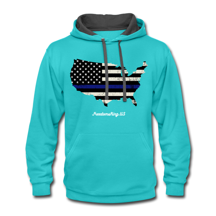 BLUE LINE USA - Contrast Hoodie - scuba blue/asphalt