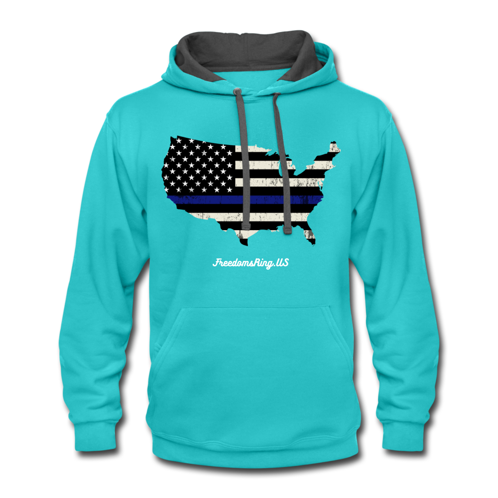 BLUE LINE USA - Contrast Hoodie - scuba blue/asphalt