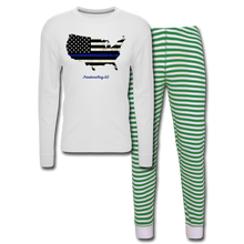 Load image into Gallery viewer, BLUE LINE USA - Unisex Pajama Set - white/green stripe
