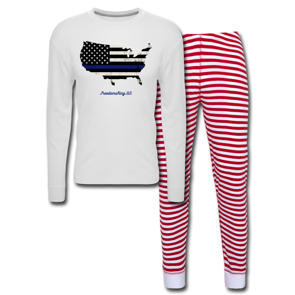 BLUE LINE USA - Unisex Pajama Set - white/red stripe