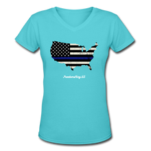 Load image into Gallery viewer, BLUE LINE USA - Women&#39;s V-Neck T-Shirt - aqua
