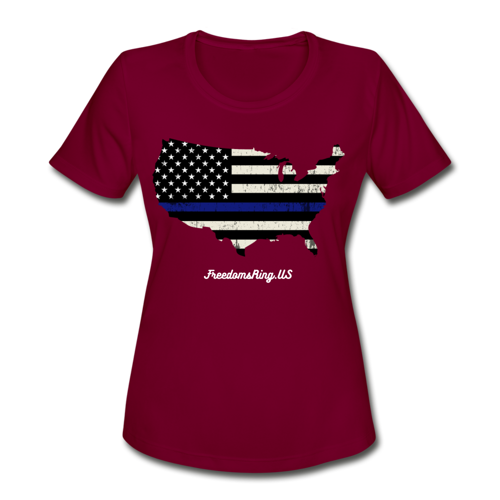 BLUE LINE USA - Women's Moisture Wicking Performance T-Shirt - burgundy