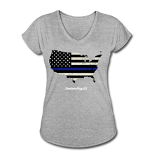 Load image into Gallery viewer, BLUE LINE USA - Women&#39;s Tri-Blend V-Neck T-Shirt - heather gray
