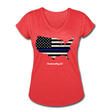 Load image into Gallery viewer, BLUE LINE USA - Women&#39;s Tri-Blend V-Neck T-Shirt - heather red
